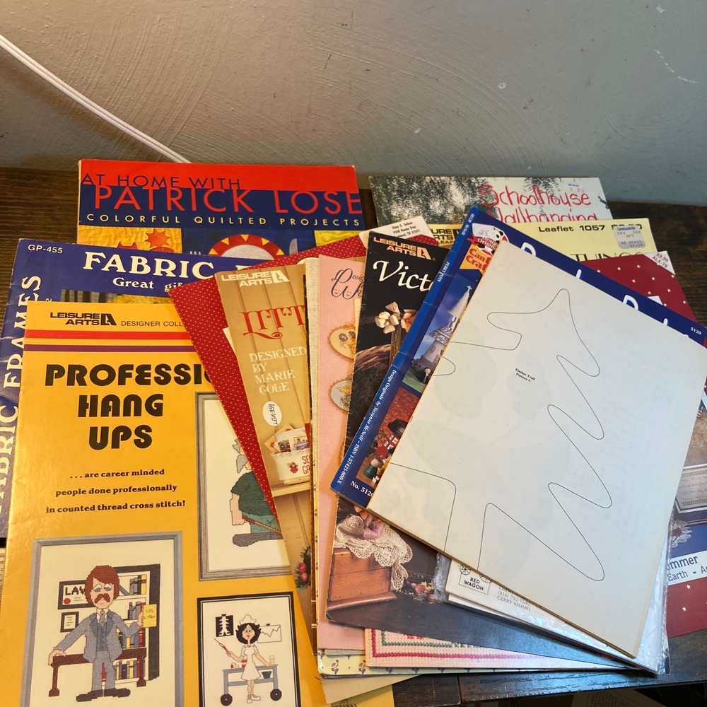 Vintage Craft Pattern Lot Leisure Arts Thimbleberries Cross Stitch Quilt Books